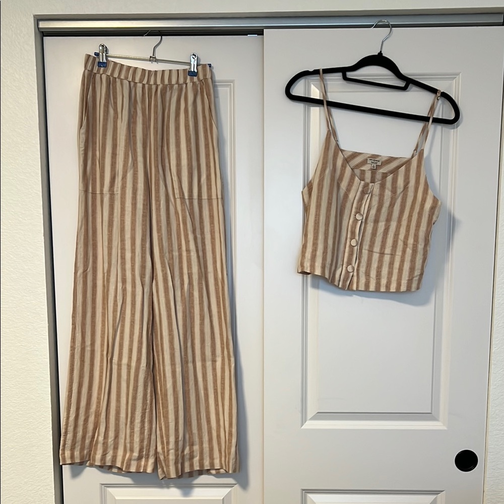 Splendid Beige and White Striped Set
